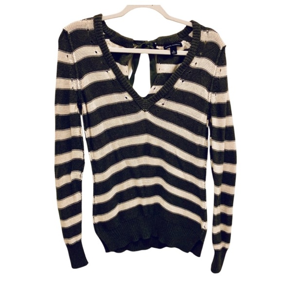 Banana Republic Olive and Cream Striped Sweater - Picture 2 of 5